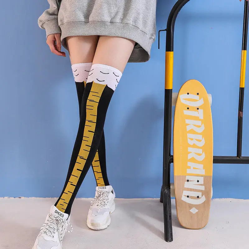 Stockings
Funny Chicken Paw Stocking Over-knee Pressure Thin Leg Long Stockings Women Spring Autumn Winter Middle High School Girls Socks