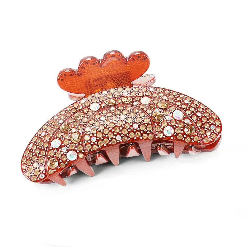 Elegant Look Luxury Full Rhinestone Hair Claws Acetate Hair Accessories For Women Large Long Crab Clasp Hair Jewelry Bath Clips Hairpins