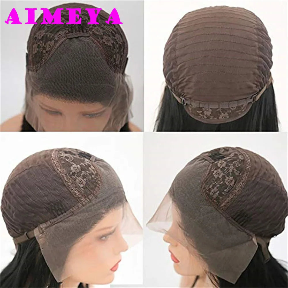 Hair Extensions and Wigs
AIMEYA Platinum Blonde Lace Front Wigs for Women Long Natural Wave Synthetic Hair Heat Resistant Fiber Hair Free Part