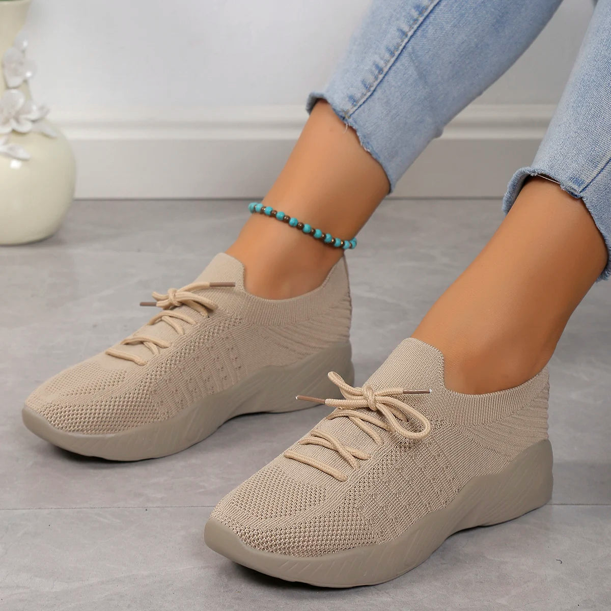 Sneaker women Shoes Mesh Breathable Casual Sneakers Lace-Up Vulcanized Shoes Ladies Platform Sport Shoes Female Tennis Shoes