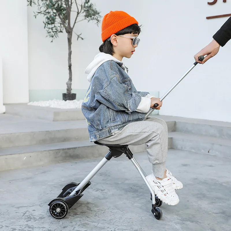 Travel Bag New design lazy baby sit on scooter luggage kids carry on travel suitcase bag boarding skateboard creative trolley case