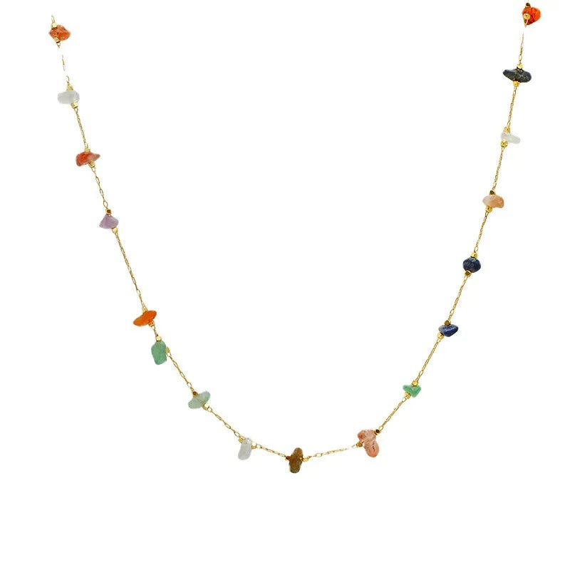 Necklaces Women Trendy Cute Sweet Natural Stone Necklace For Women Girls Summer Simple Crystal Clavicle Chain Choker Necklace New Jewelry Gift