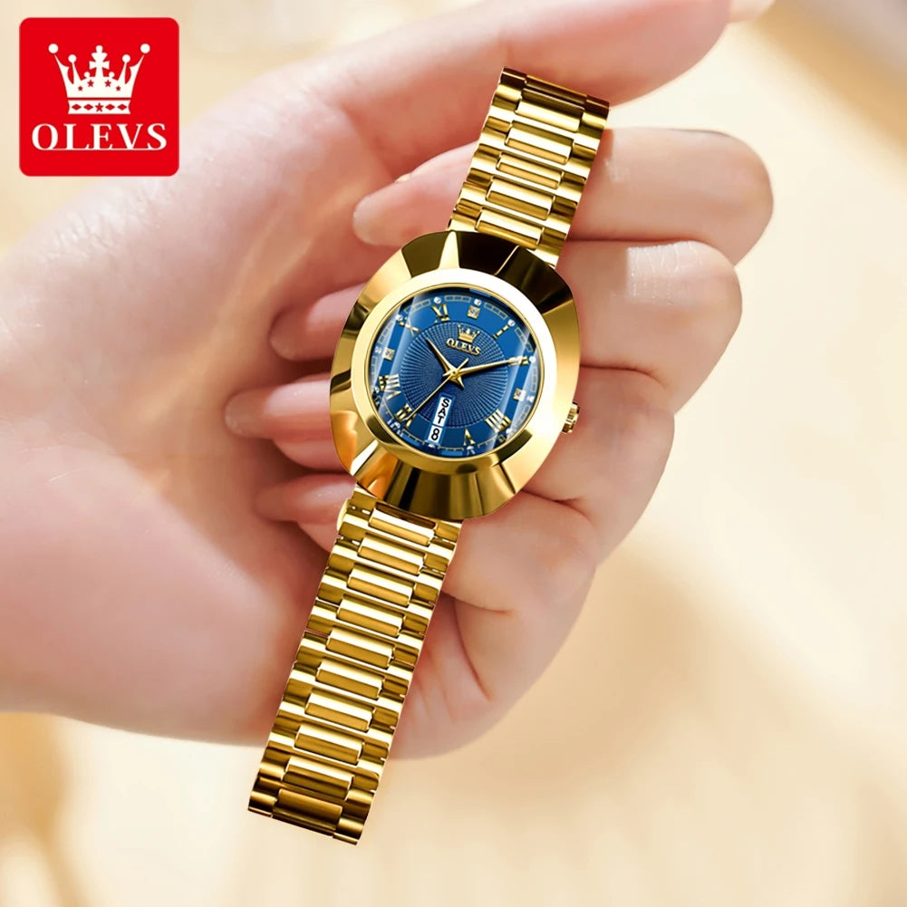 Women Watch OLEVS Golden Quartz Watch for Women Fashion Elegant Tungsten Steel Case Waterproof Wristwatches Luxury Original Ladies Watch New