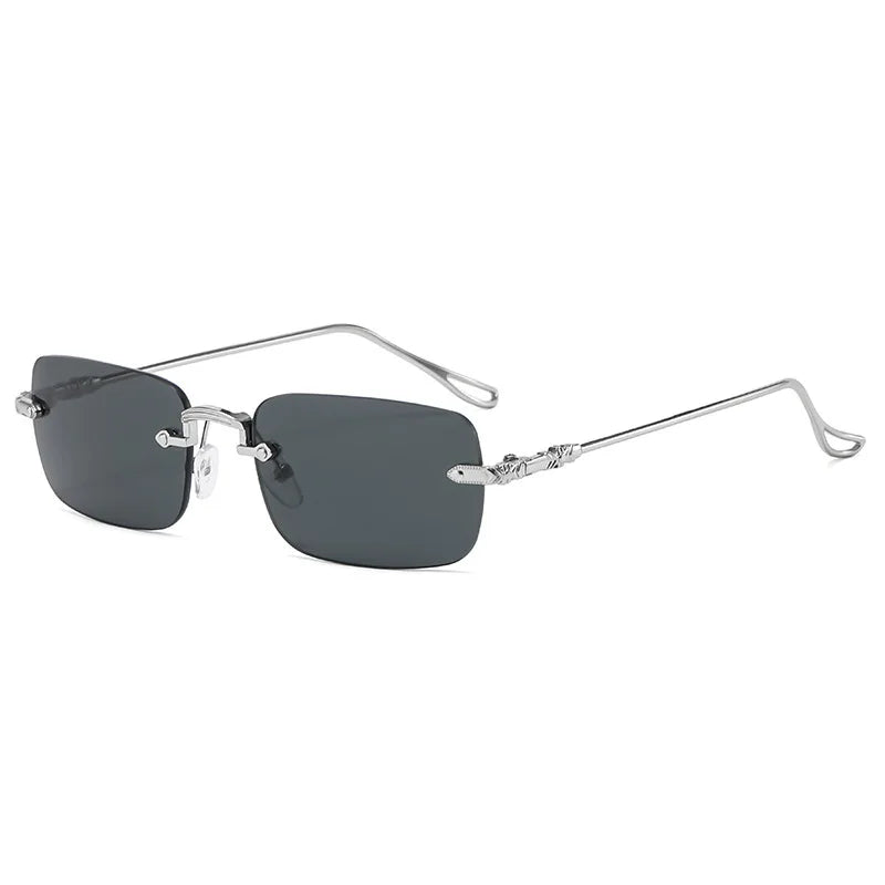 Women's Sunglasses Rimless Rectangle Sunglasses Men Women 2024 Fashion New in Vintage Shades Eyewear Brand Design Ocean Lenses Sun Glasses