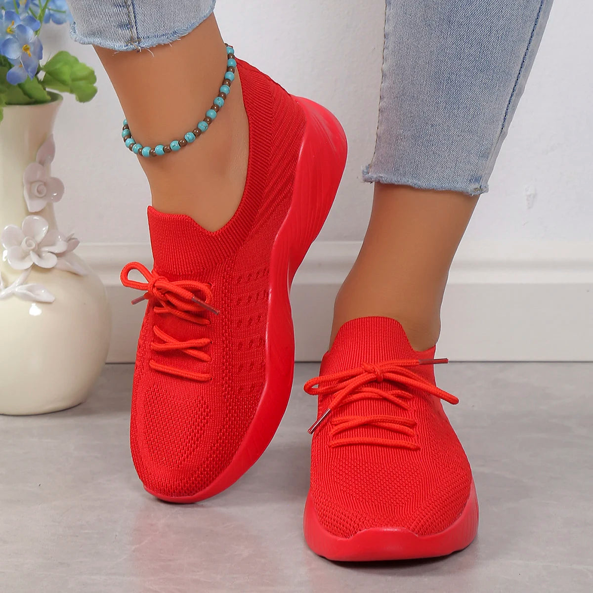 Sneaker women Shoes Mesh Breathable Casual Sneakers Lace-Up Vulcanized Shoes Ladies Platform Sport Shoes Female Tennis Shoes