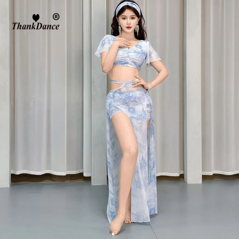 dancers
Belly Dance Training Suit for Women Printed Bellydance Practice Robe Clothes Shaabi Baladi Folk Dress Female Oriental Clothing