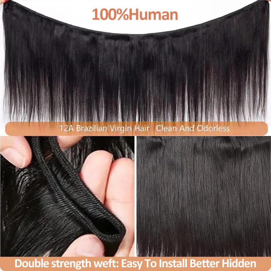 Hair Extensions and Wigs
Cosdelu Brazilian Bone Straight Human Hair 3 4 Bundles Raw Virgin Remy Hair Extensions Double Weft Wholesale 30 36 Inch Bundle