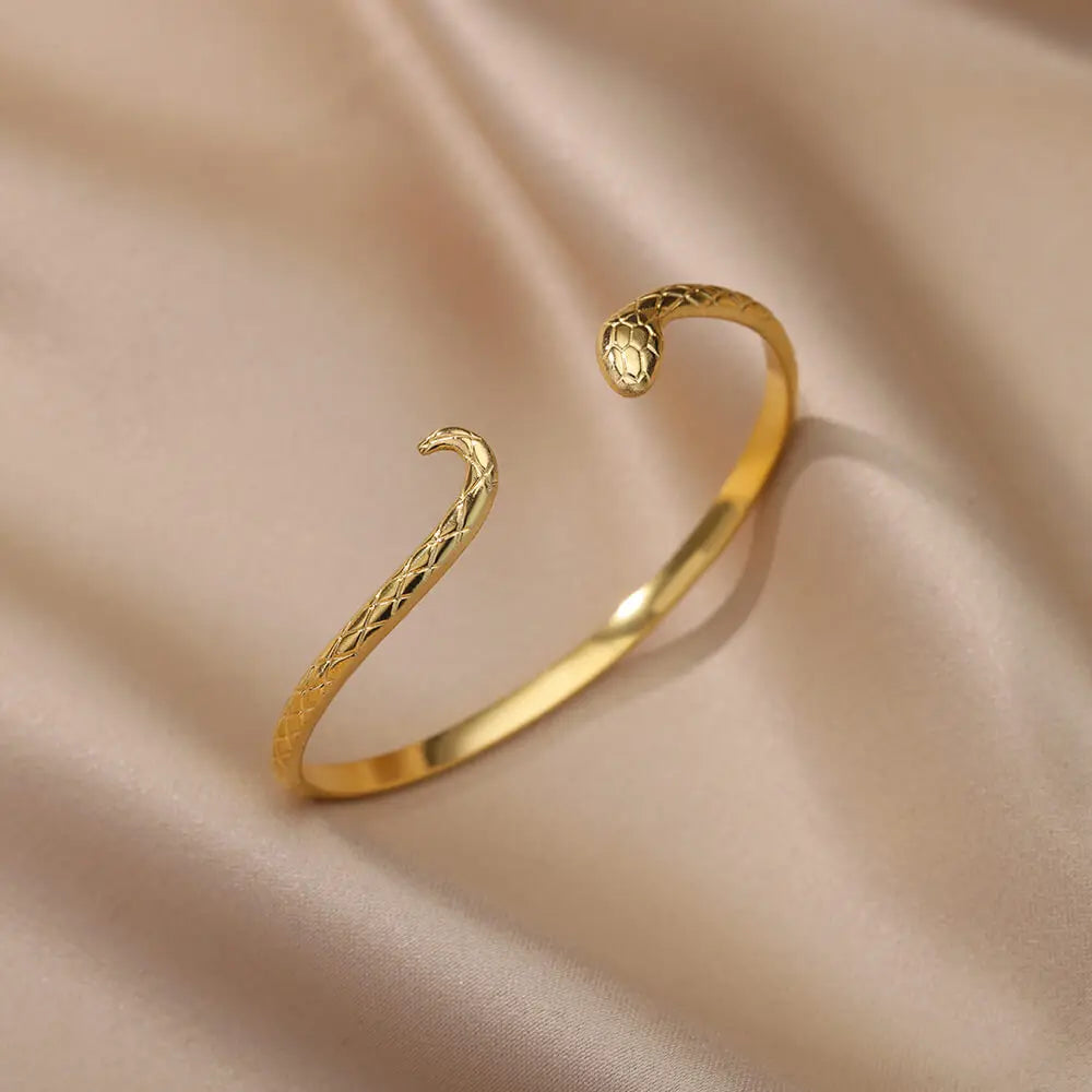 Bracelets Luxury Woman Snake Bracelet for Women Men Vintage Gold Color Stainless Steel Bracelet Luxury Cuff Bracelets Aesthetic Jewelry pulseras mujer