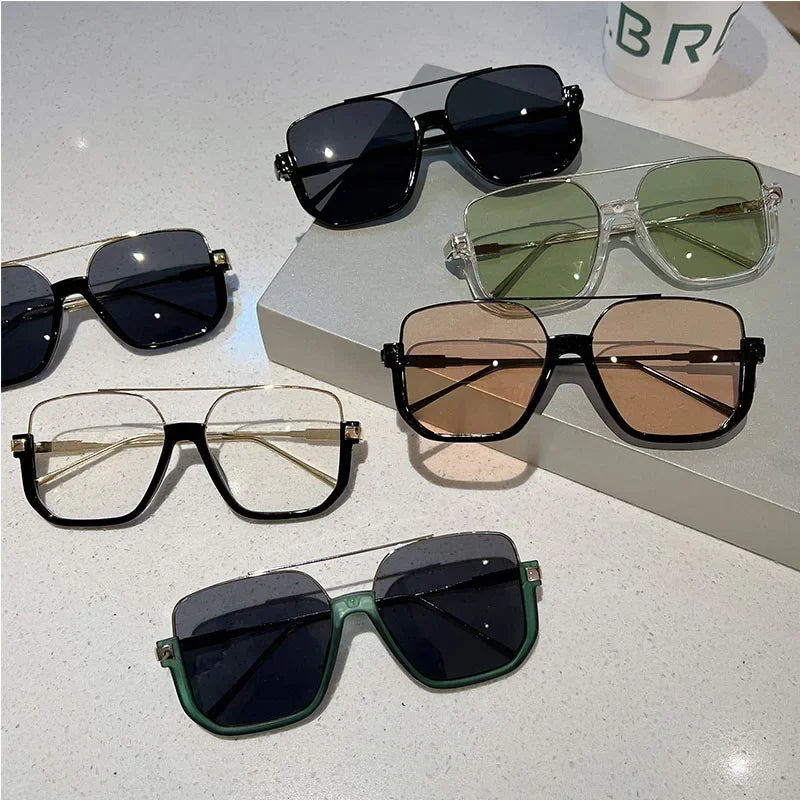 Women's Sunglasses Vintage Oversized Sunglasses Fashion Men Women Square Shades Eyewear Trendy Ins Popular Brand Design UV400 Sun Glasses
