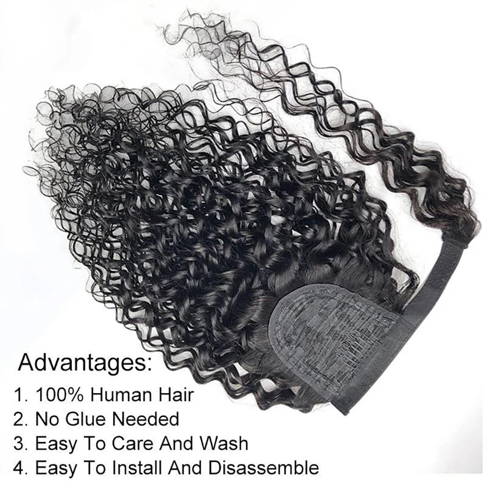 Hair Extensions and Wigs
Water Wave Wrap Around Ponytail Human Hair Extension Drawstring Ponytail Long Pony Tail Clip in Hairpiece For Woman