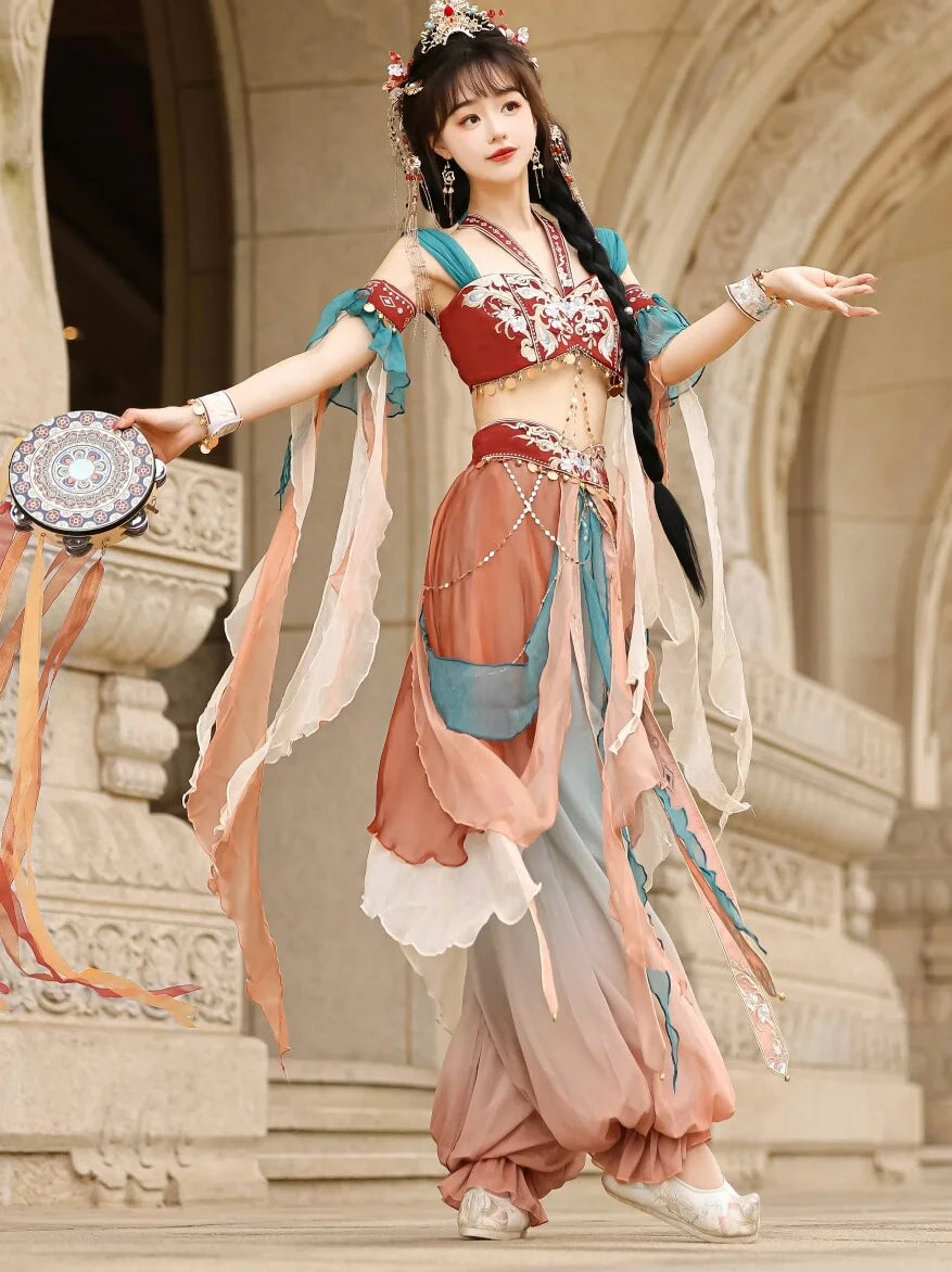 Exotic
Improved Hanfu Female Dunhuang Kweichow Moutai Pants Suit Exotic Style Han Elements Western Performance Wear Shooting Photo