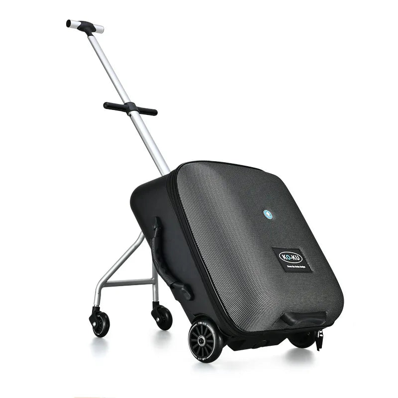 Travel Bag New design lazy baby sit on scooter luggage kids carry on travel suitcase bag boarding skateboard creative trolley case