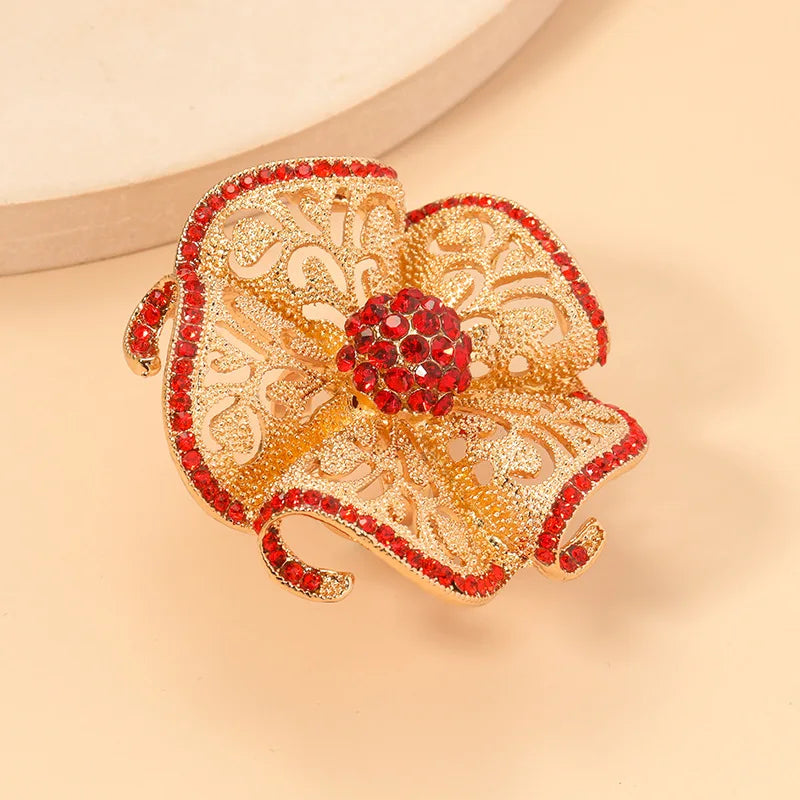 Luxury Rings Luxury Big Flower Zircon Rings Women Indian Jewelry Classic Hollow Gold Color Adjustable Ring Female Gifts Dropshipping