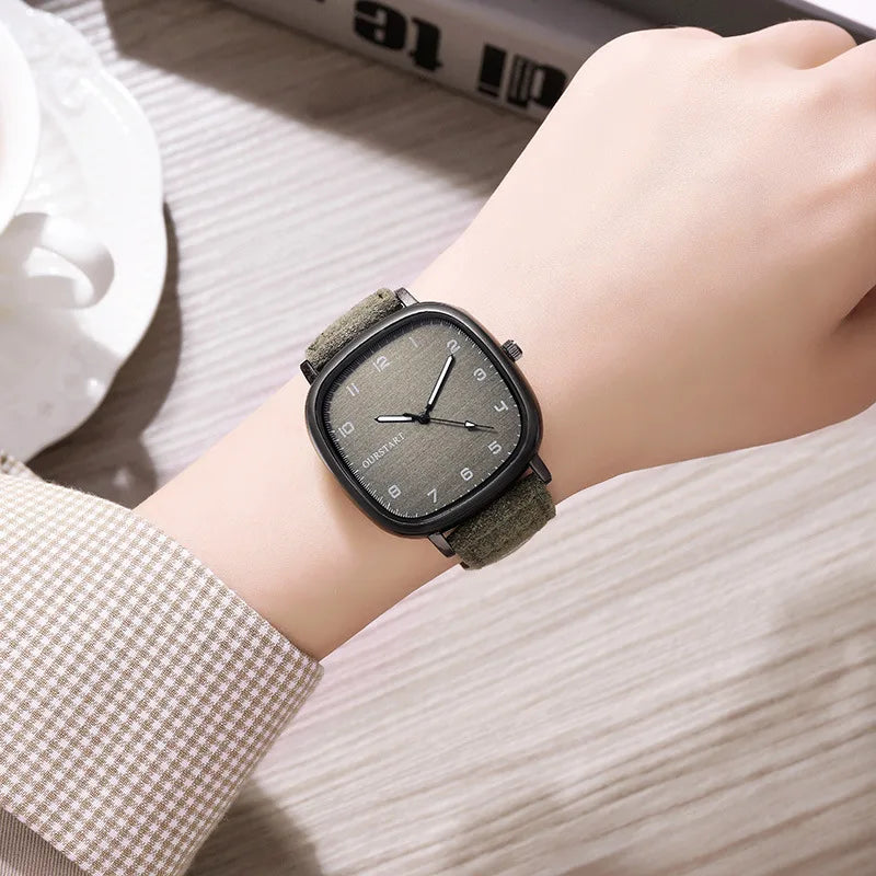 Women Watch Vintage Square Dial Leather Belt Wristwatch Brand Quartz Watch Youth Student Watch Casual Fashion Men Women Gift Clock Wholesale