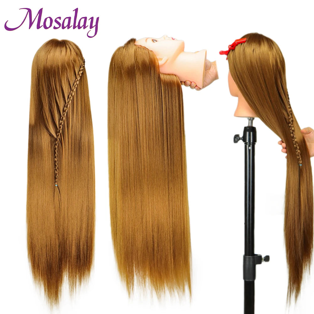 Hair Extensions and Wigs
80cm Female Mannequin Head with Synthetic Hair For Practice Hair Braiding Hairstyles Dolls Hairdressing Styling Training Head