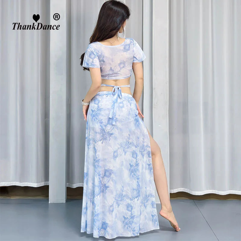 dancers
Belly Dance Training Suit for Women Printed Bellydance Practice Robe Clothes Shaabi Baladi Folk Dress Female Oriental Clothing