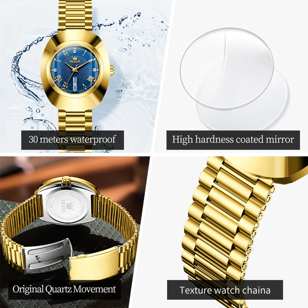 Women Watch OLEVS Golden Quartz Watch for Women Fashion Elegant Tungsten Steel Case Waterproof Wristwatches Luxury Original Ladies Watch New