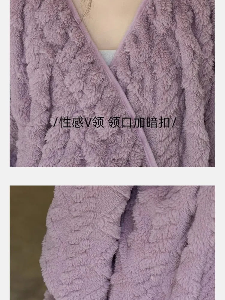 Winter Warm Sleepwear
Korean style Thick Warm Elegant Flannel Nightgowns Women Simple Gentle Tender Fluffy Heating Nightdress Winter Soft Sleepwear