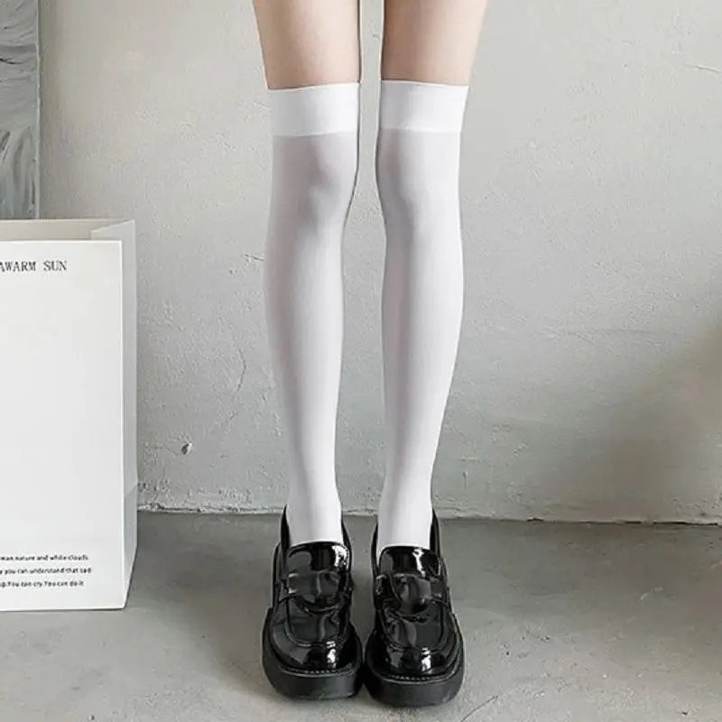 Stockings
Soild Color Black White Socks for Women Cute Lolita Sweet Thin Legging Ladies Girls Sexy Stockings Women