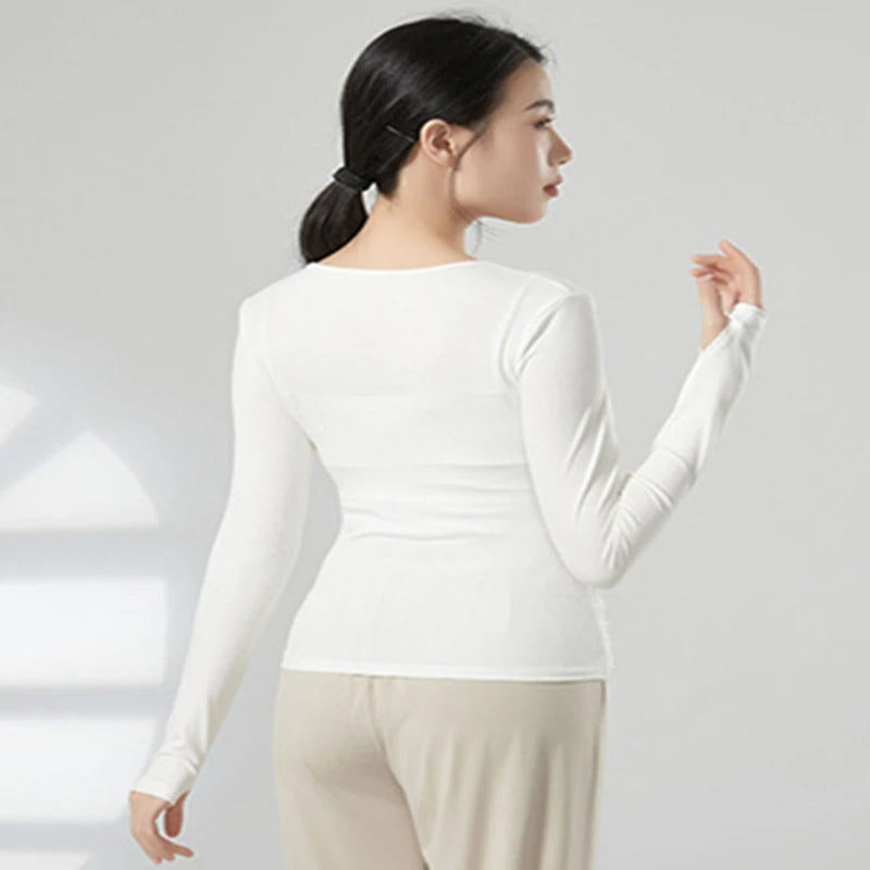 dancers
Modern Line Dance Top Women Long Thumb Finger Sleeve Training Tops Spliced Pleated Mesh Blouse Performance Costume Stage Clothes