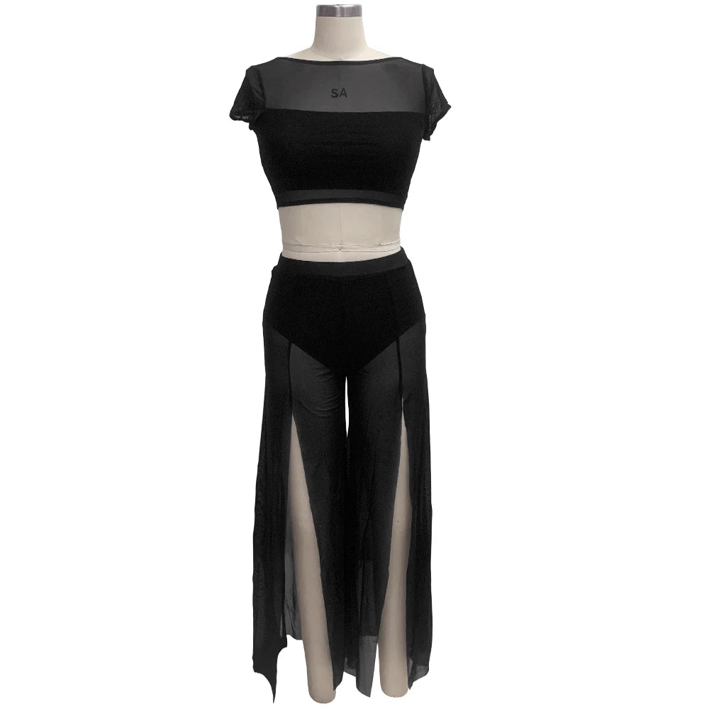 dancers
Old Version Inventory Cleared Lyrical Dance Wear for Women Girls Crop Top Wide Leg Pants 2piece Set Performance Costume Outfit