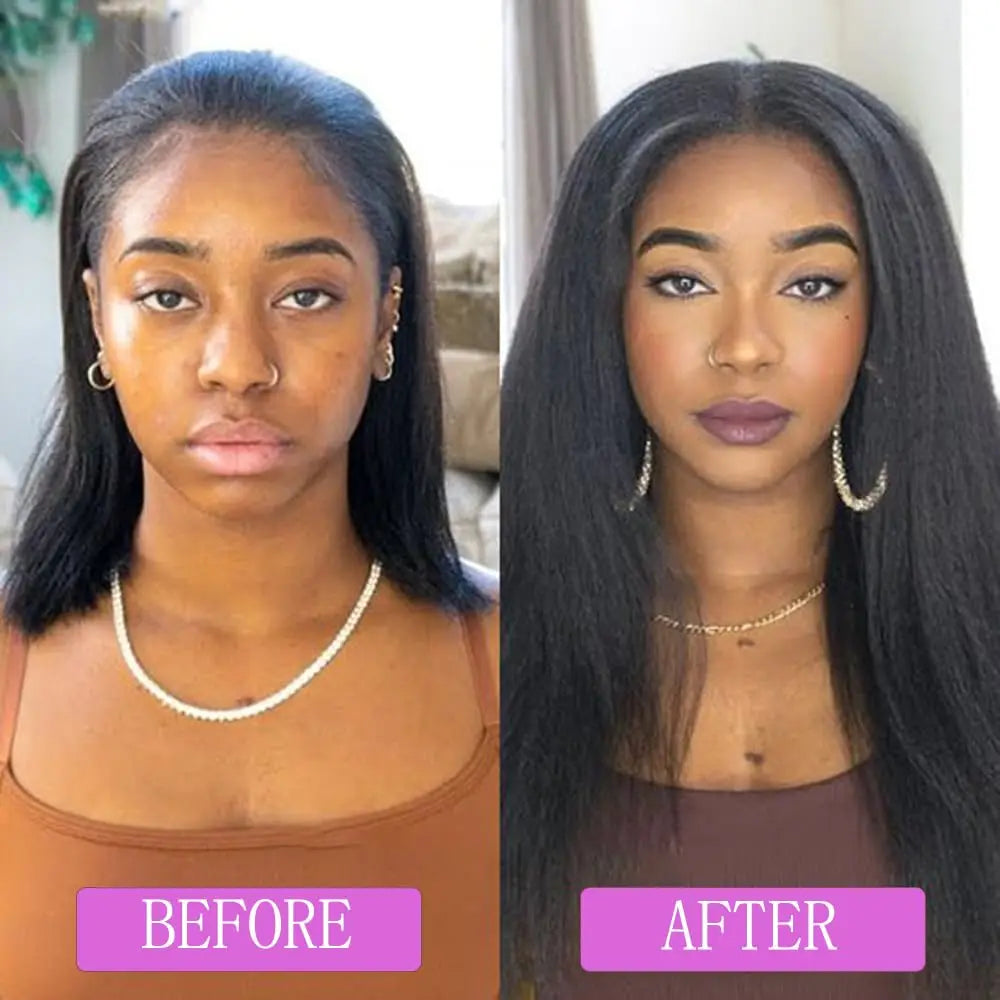 Hair Extensions and Wigs
Kinky Straight Clip In Hair Extensions Real Human Hair Natural Black 120g Full Head Clip ins Seamless Kinky Straight Clip on 1B