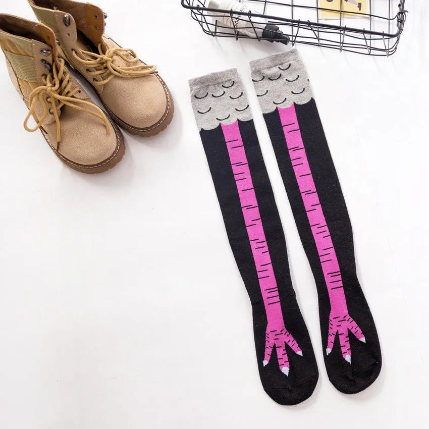 Stockings
Funny Chicken Paw Stocking Over-knee Pressure Thin Leg Long Stockings Women Spring Autumn Winter Middle High School Girls Socks