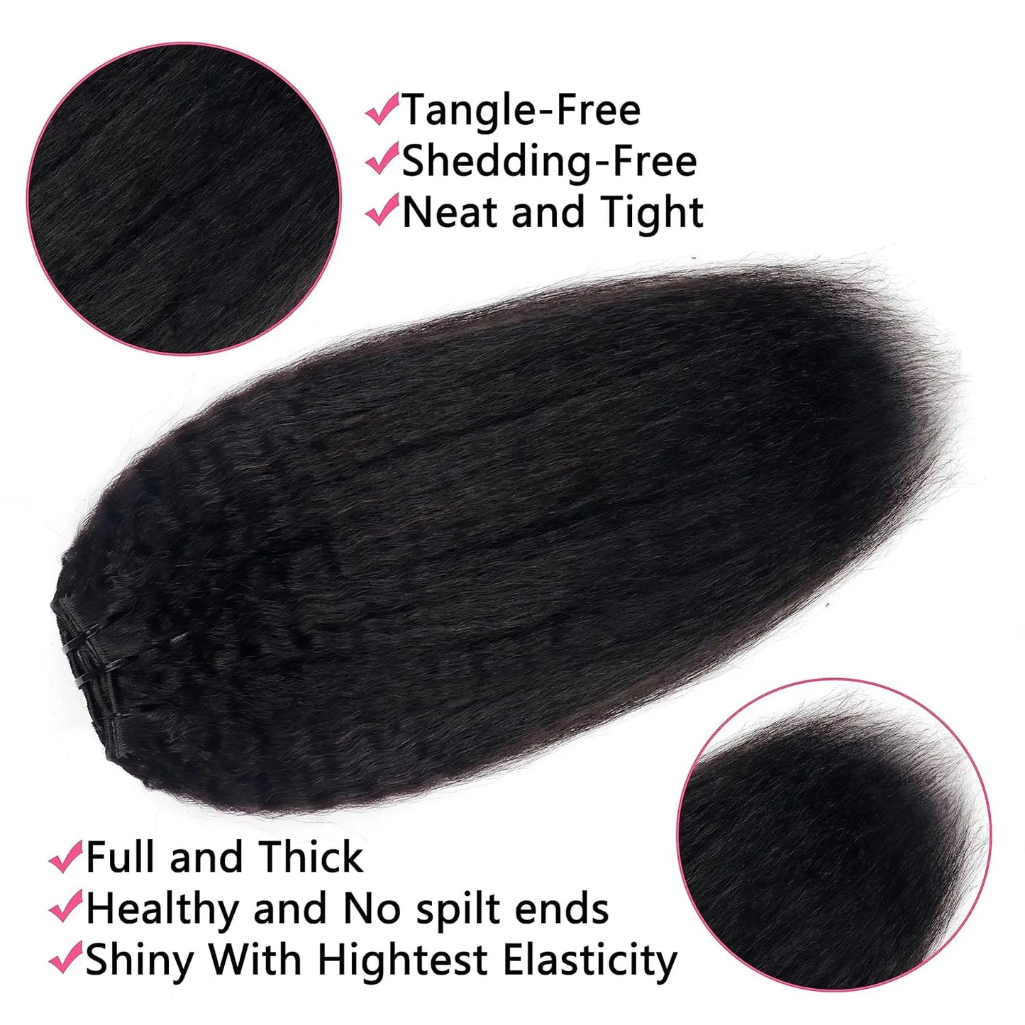 Hair Extensions and Wigs
Kinky Straight Clip In Hair Extensions Real Human Hair Natural Black 120g Full Head Clip ins Seamless Kinky Straight Clip on 1B