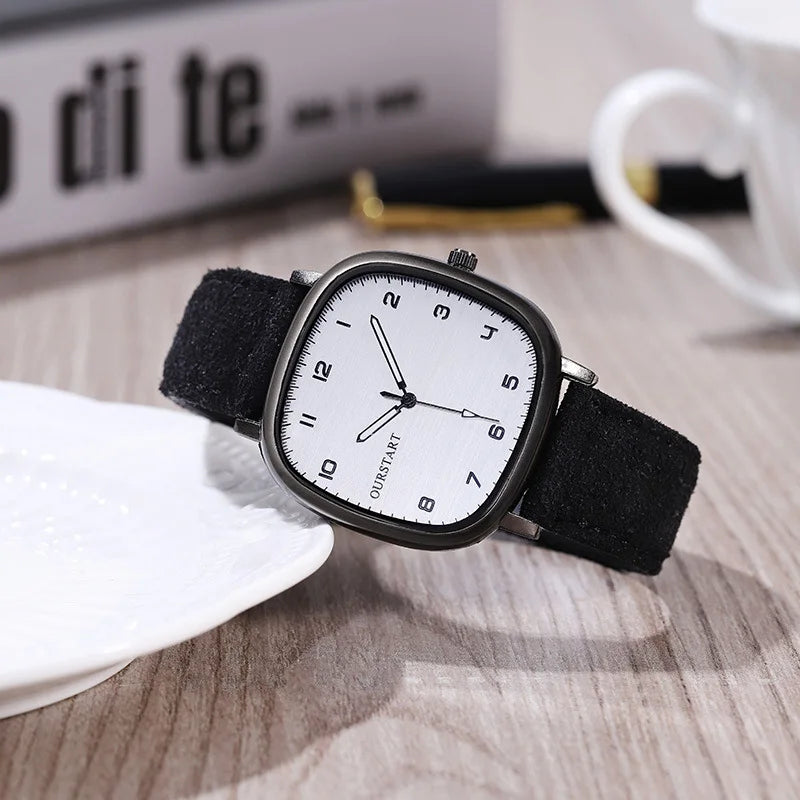 Women Watch Vintage Square Dial Leather Belt Wristwatch Brand Quartz Watch Youth Student Watch Casual Fashion Men Women Gift Clock Wholesale