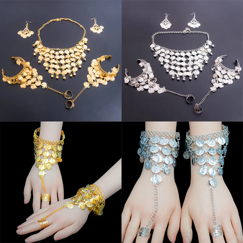 dancers
Belly Dance Vintage Bohemian Indian Jewelry Professional Performance Dance Necklace Earrings For Women Coin Ornaments Accessorie