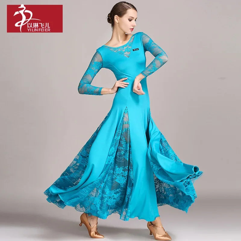 dancers
NEW Latin Ballroom Dance Dress Modern Waltz Tango Standard Lace Dress #S9010 evening dresses