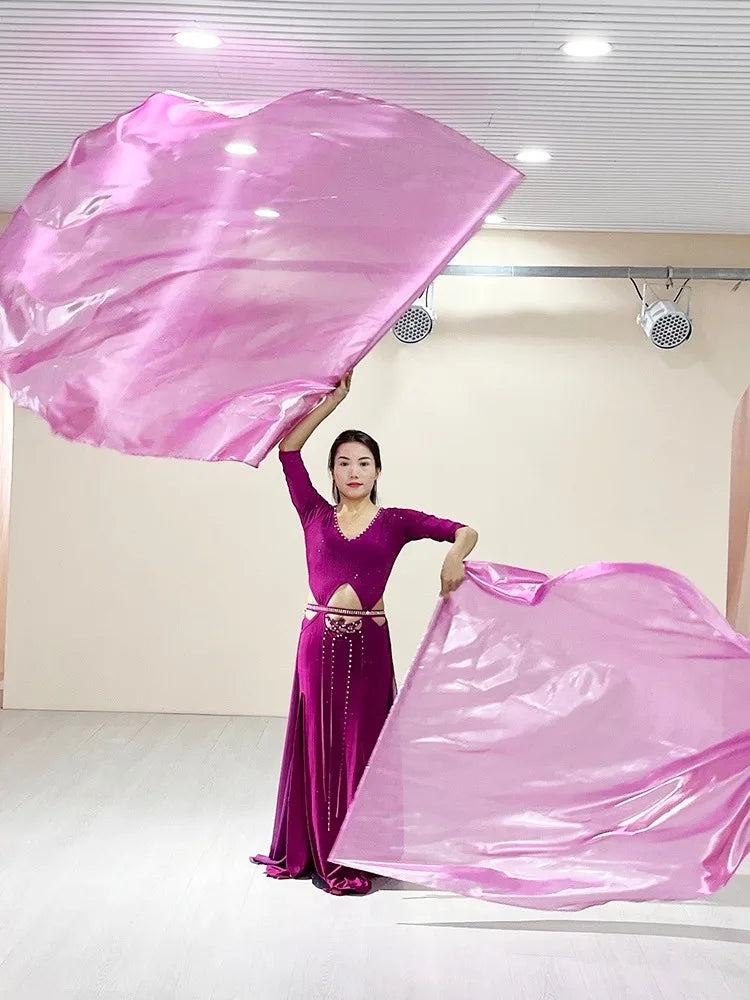 dancers
Hand-Held Worship Angel Isis Wing Semicircle Banner Metallic Praise Flag with Rod Soft Belly Dance Costume Hand Props Evangelism