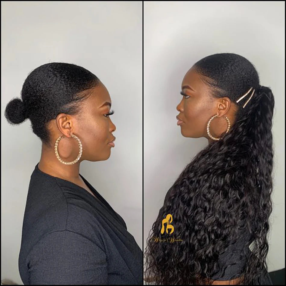 Hair Extensions and Wigs
Water Wave Wrap Around Ponytail Human Hair Extension Drawstring Ponytail Long Pony Tail Clip in Hairpiece For Woman