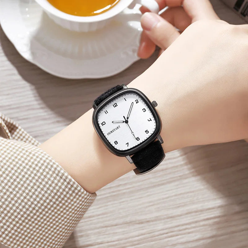 Women Watch Vintage Square Dial Leather Belt Wristwatch Brand Quartz Watch Youth Student Watch Casual Fashion Men Women Gift Clock Wholesale