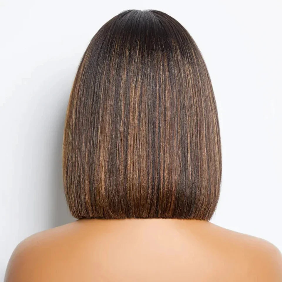 Hair Extensions and Wigs
Put On And Go Easy Part Human Hair Bob Lace Straight Wigs With Bangs Glueless Middle Part Bangs Wigs Brazilian Remy Hair Wigs