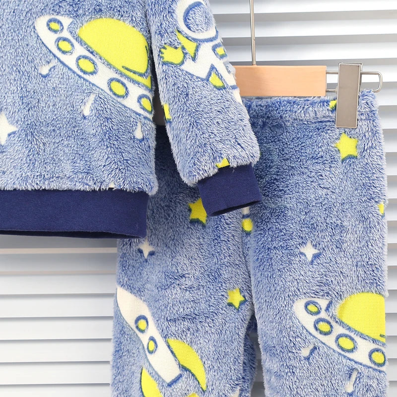 Winter Warm Sleepwear
Baby Autumn/Winter Plush Night Fluorescent Home Fur Baby Warm Pajama Set Fashionable and Comfortable Child Accessories