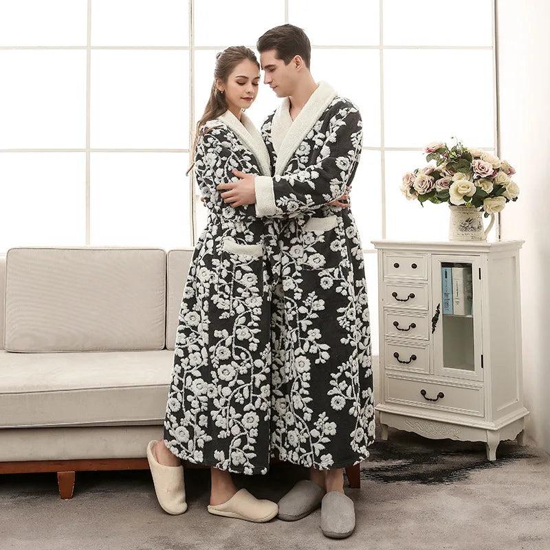 Winter Warm Sleepwear
Lovers Robe Women Winter Flannel Bathrobe Thicken Warm Kimono Bath Gown Sleepwar Night Wear Plus Size 3XL Nightgown