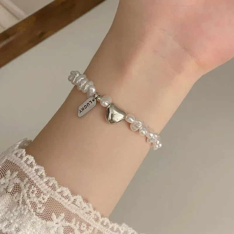 Bracelets Luxury Woman New 925 Sterling Silver Bracelet Pearls Knots Bracelet for Women Fashion Heart Pearls Bracelet Luxury Jewelry Accessories Gift