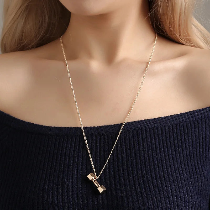 Necklaces Women New INS Style Dumbbell Geometry Pendant Choker Necklace Chain For Women And Men Fashion Punk Party Jewelry Gifts