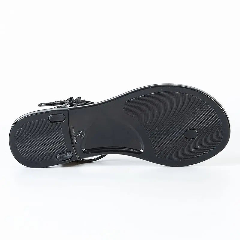 WOMEN SANDALS for Woman with Low Heels Summer 2024 Black Women's Shoes Plastic Footwear Flip-flops Beach Pvc New Breathable Fashion H