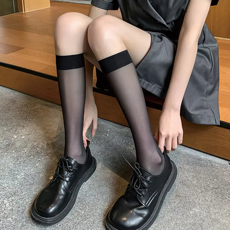 Stockings
JK Woman Socks Cute Black White Lolita Long Socks Summer Thin Knee High Socks Fashion Cosplay Sexy Nylon Transparent Stockings