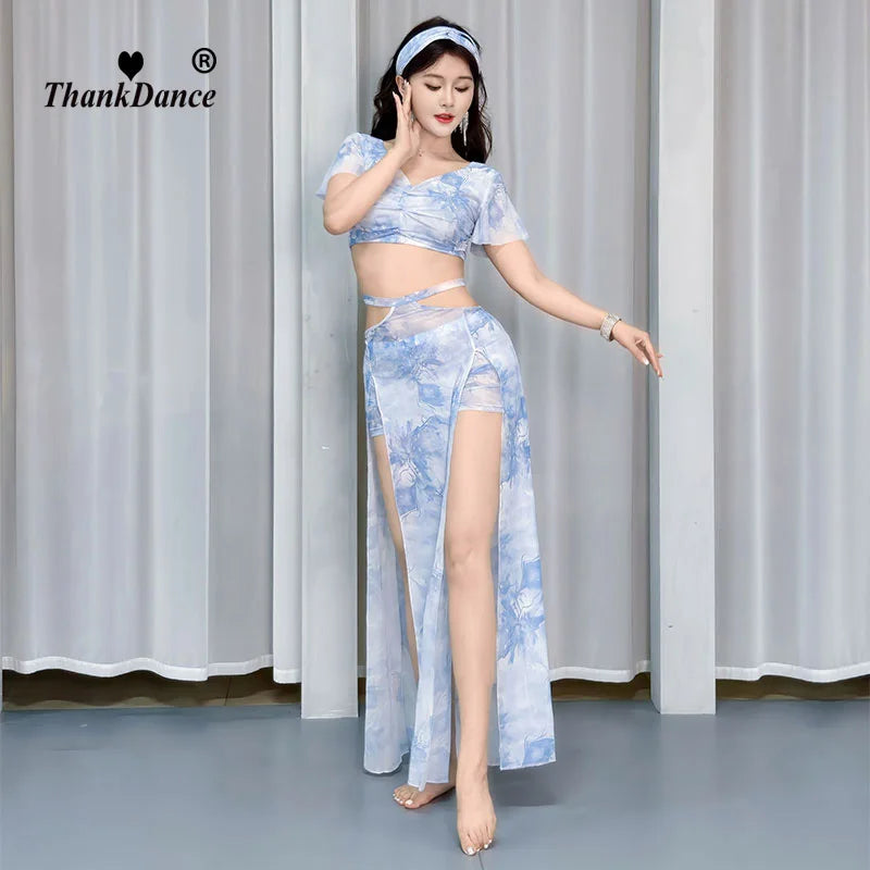 dancers
Belly Dance Training Suit for Women Printed Bellydance Practice Robe Clothes Shaabi Baladi Folk Dress Female Oriental Clothing