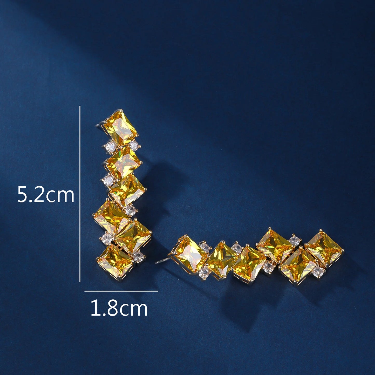 Earring Rectangle Green,Pink, Yellow Cubic Zirconia Crystal Dangle Drop Long Earrings Women Luxury Jewelry Accessories CE12100