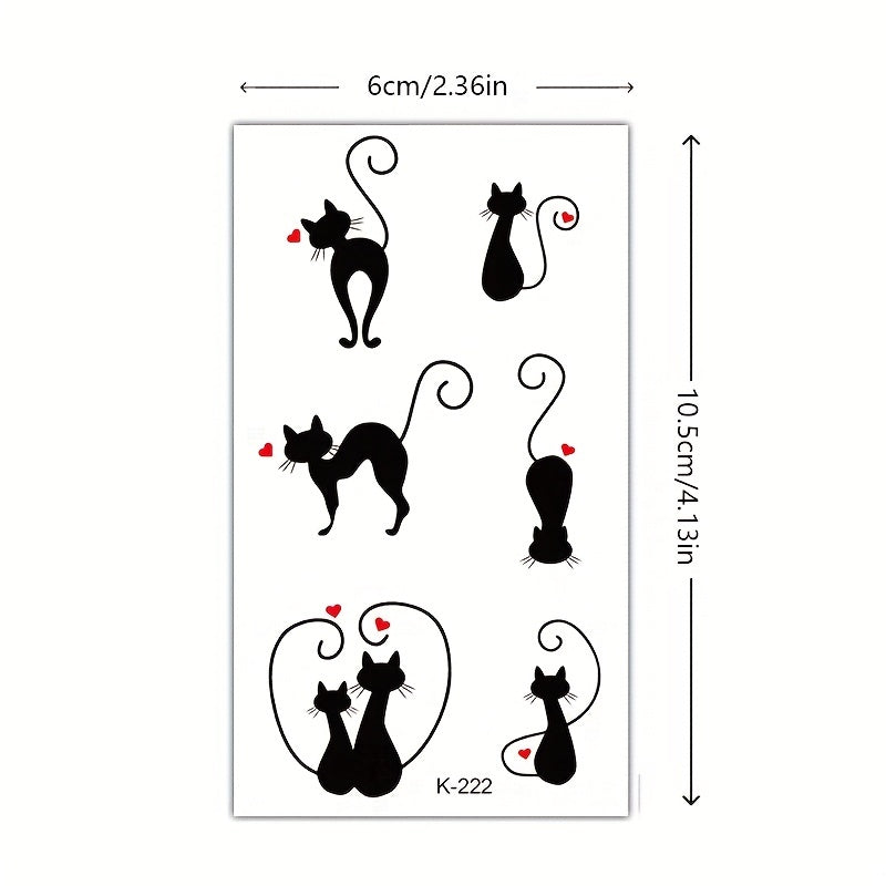 Temporary Tattoos
2 Pcs Cute Heart Black Cat Couple Waterproof Temporary Tattoo Stickers Animal Body Art Hand Arms Legs Waist Men Women Fake Tattoos