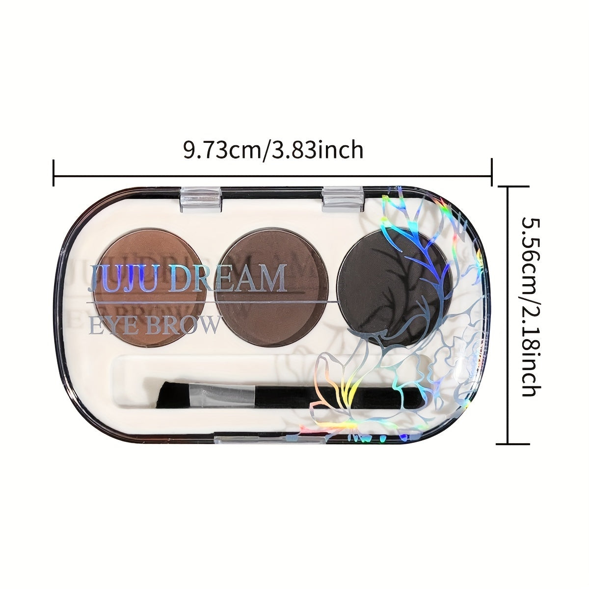 Makeup Juju Dream 3-Color Eyebrow Powder Palette With Brush - Waterproof, Sweatproof, Long-Lasting & High Pigment For Natural Look