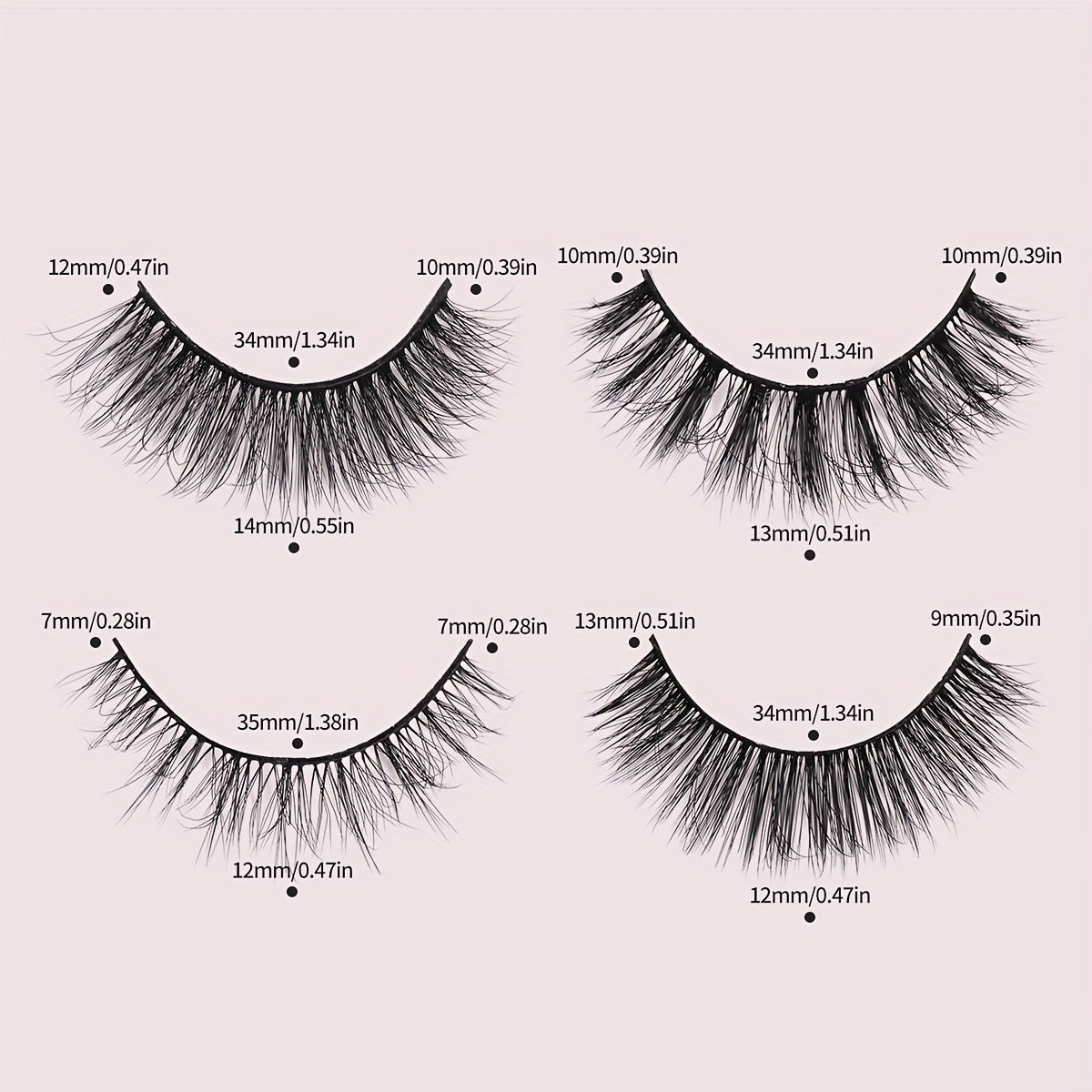 False Eyelashes
20 Pairs False Eyelashes Set Natural Slender Cross Fluffy Curling Style Mixed Eyelashes For Daily Portable Style
