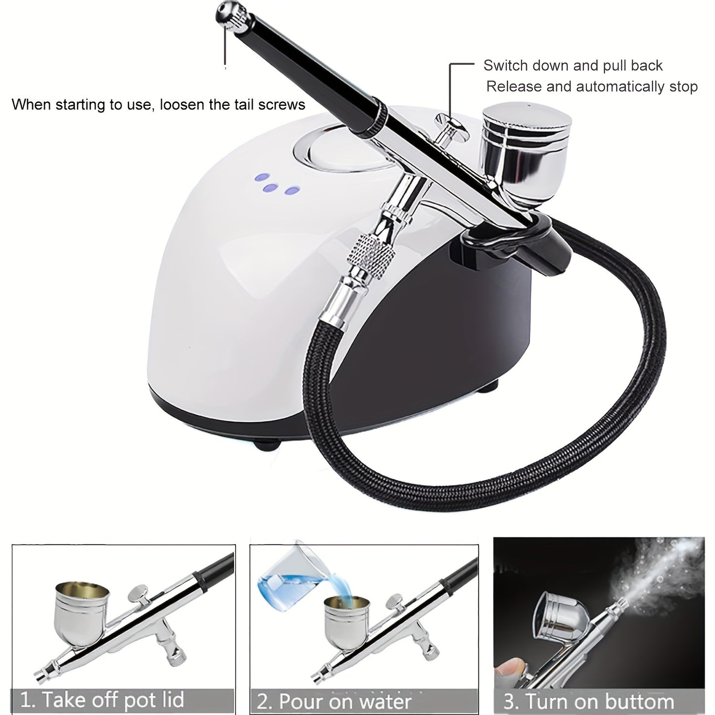 Beauty Tools
1 Set Mini Airbrush Kit With Portable Air Brush Compressor Set, Dual - Action Gravity Feed Air Brushes For Painting, Craft, Hobby, Cake Decorating, Hydrating And Beauty