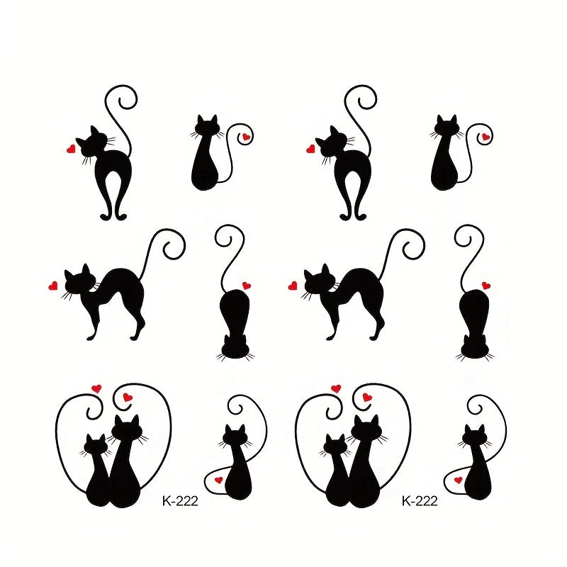 Temporary Tattoos
2 Pcs Cute Heart Black Cat Couple Waterproof Temporary Tattoo Stickers Animal Body Art Hand Arms Legs Waist Men Women Fake Tattoos