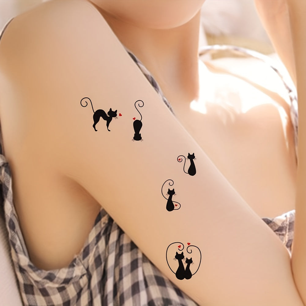 Temporary Tattoos
2 Pcs Cute Heart Black Cat Couple Waterproof Temporary Tattoo Stickers Animal Body Art Hand Arms Legs Waist Men Women Fake Tattoos