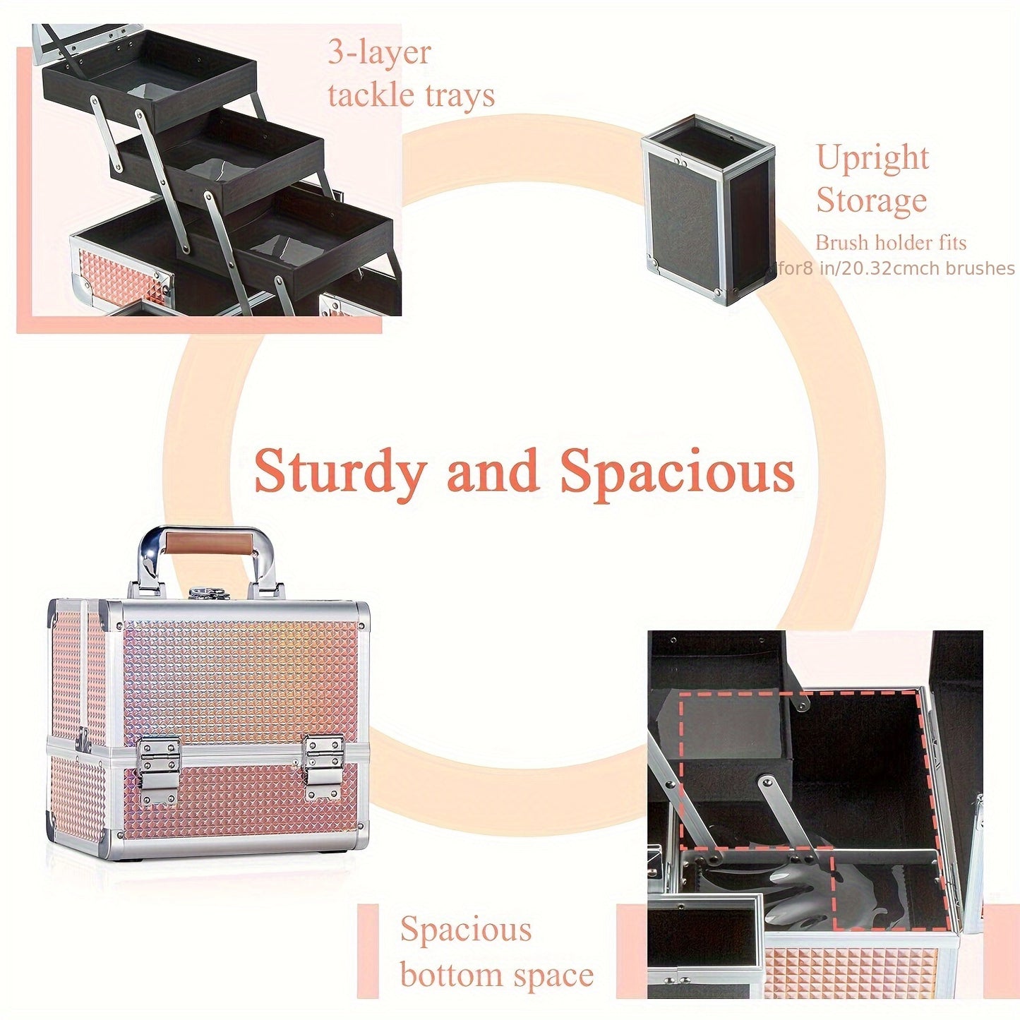 Makeup bags & Storage
Three Layers Makeup Case With Mirror, Portable Makeup Case With Handle Training Case Cosmetic Tools Nail Art Supplies And Craft Bag, Gift For Women